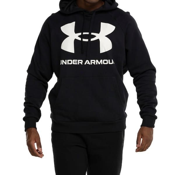 Vista principal Blusa de Moletom Under Armour Masculina com Capuz Rival Fleece Big Under Armour PRETO/BRANCO
