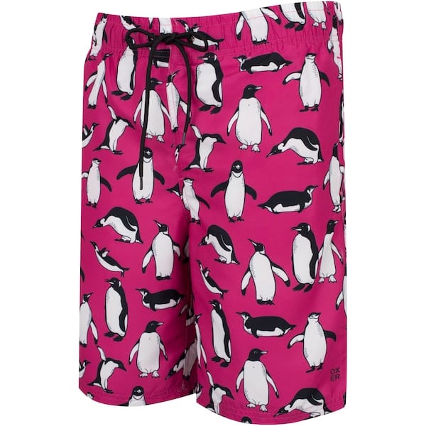 Vista principal Bermuda de Natação Masculina Estampado Tradicional Oxer ROSA/BRANCO