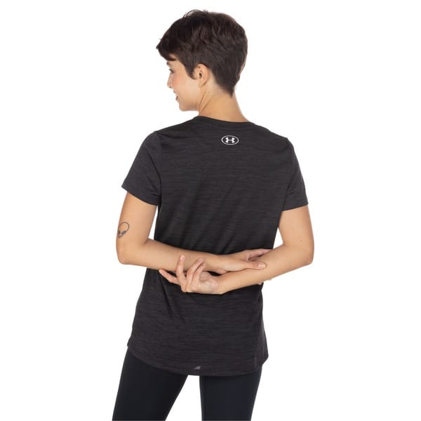 Vista 2 Camiseta Under Armour Manga Curta Tech Short - Feminina Under Armour PRETO/PRATA