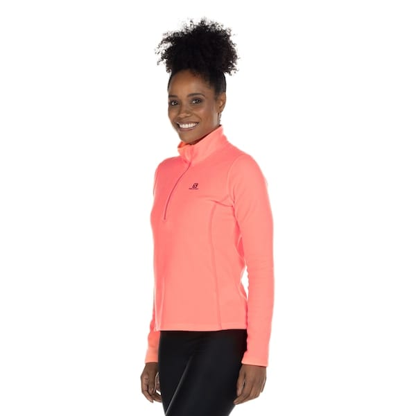 Vista principal Blusa de Fleece Feminina Salomon Polar 1/2 Zíper com Proteção Solar UV Salomon ROSA