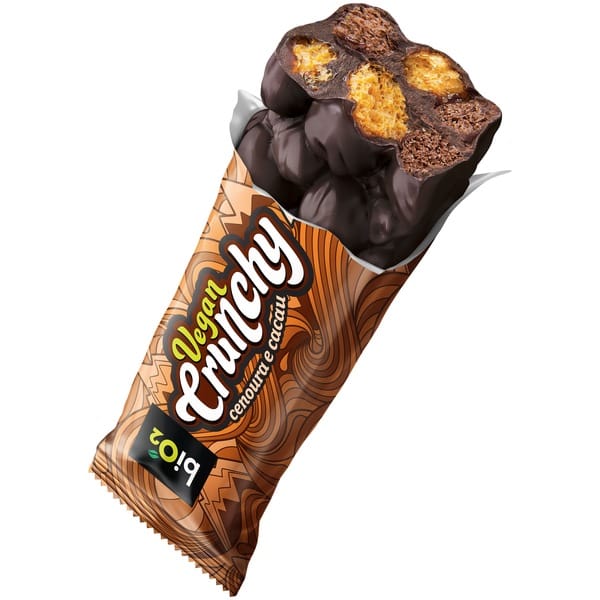 Vista 2 Barra de Proteína Bio2 Vegan Crunchy Cenoura e Cacau 28g com Cobertura de Chocolate Meio Amargo Bio2 NAO SE APLICA