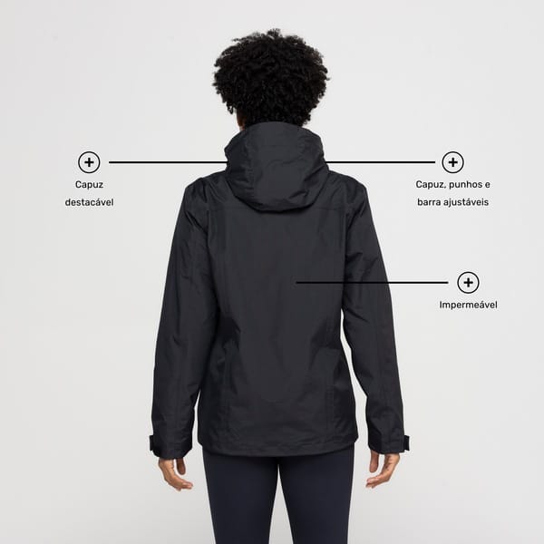 Vista 2 Jaqueta Feminina Nord com Capuz Removível 3 em 1 Nord Outdoor PRETO