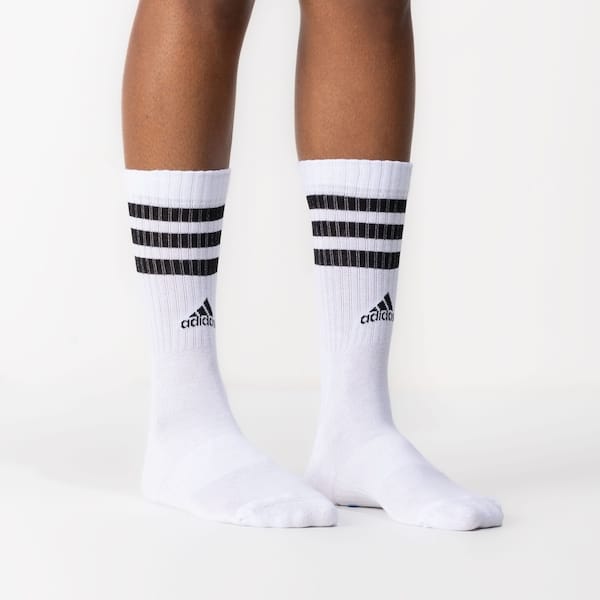 Vista 2 Kit de Meia adidas Adulto Cano Alto 3 Listras - 3 Pares Adidas CINZA/BRANCO