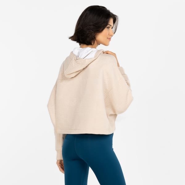 Vista 2 Blusão Feminino Nike com Capuz Luxe Fle Nike BEGE