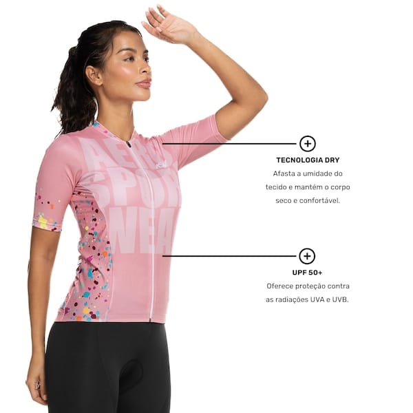 Vista 2 Camisa de Ciclismo Feminina Asw Versa ASW ROSA CLARO