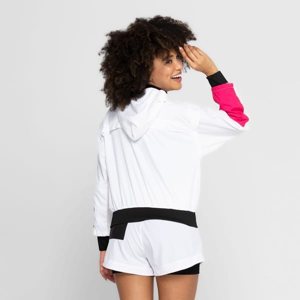 Vista 2 Jaqueta Feminina Lauf com Capuz Neo Lauf BRANCO/ROSA