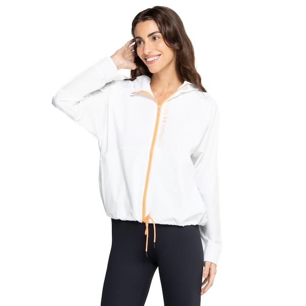 Vista principal Jaqueta Feminina Under Armour com Capuz Woven Fz Under Armour BRANCO/LARANJA CLA