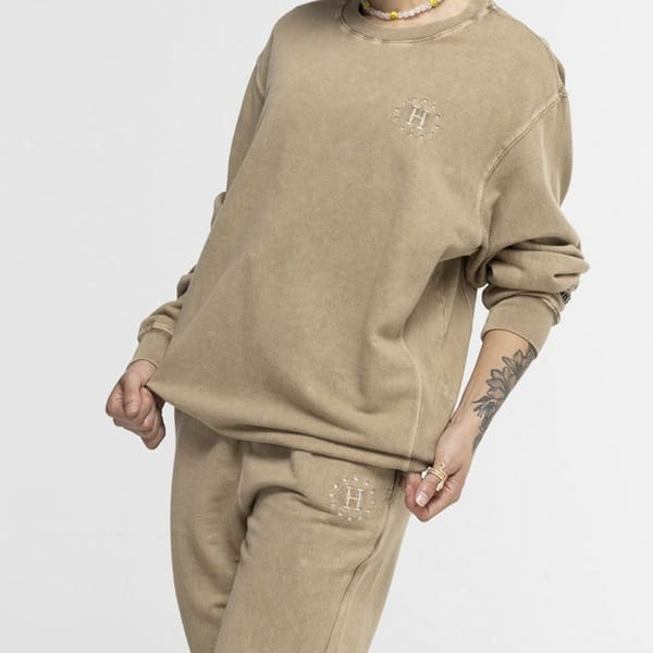 Vista 2 Blusa de Moletom Huf Careca Galaxy Faded Crewnec HUF BEGE