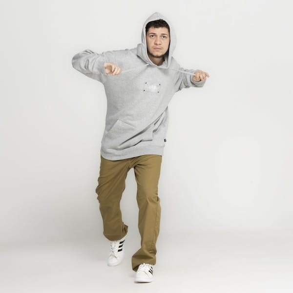 Vista principal Blusa de Moletom Huf com Capuz Canguru Hardware HUF CINZA CLARO