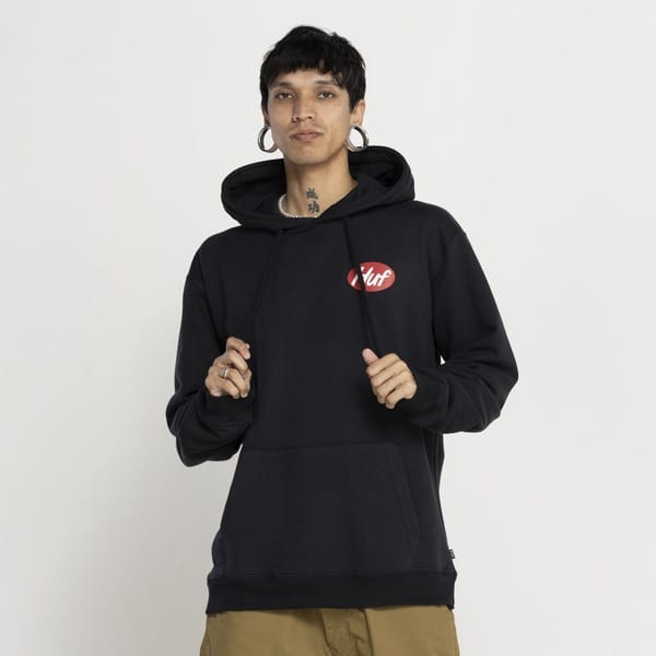 Vista 2 Blusa de Moletom Huf com Capuz Canguru Cereal Killer HUF PRETO