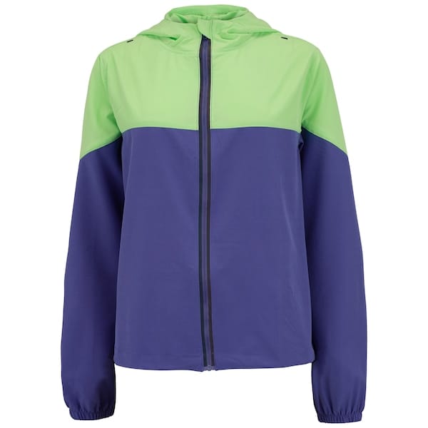 Vista principal Jaqueta Feminina Oxer com Capuz Recortada Packable Refletivo Oxer AZUL/VERDE CLA