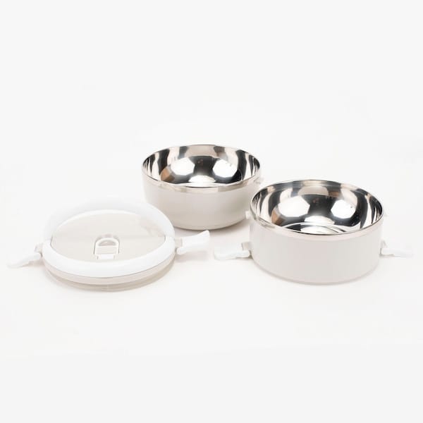 Vista 2 Marmita Dupla Oxer 1,2 Litros Oxer BRANCO/CINZA CLARO