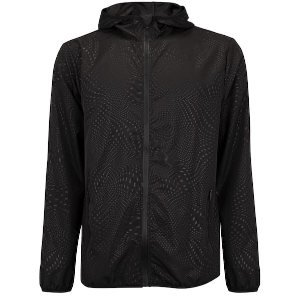 Vista principal Jaqueta Corta-Vento Masculina Oxer com Capuz Tecido Plano Heat Embossed Oxer PRETO/AQUA