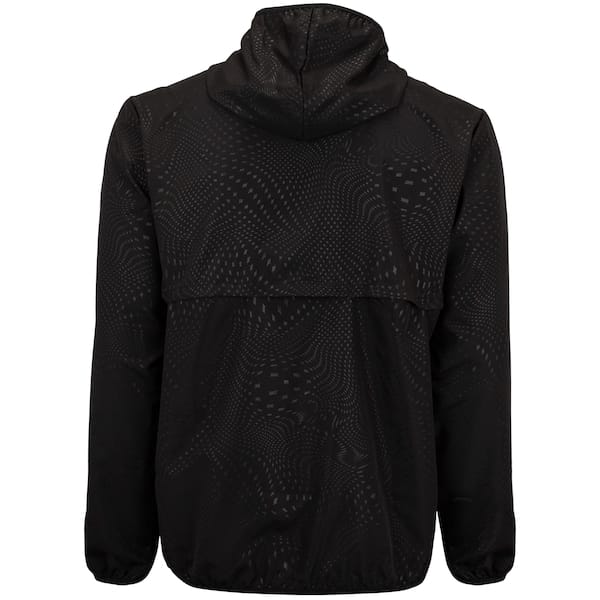 Vista 2 Jaqueta Corta-Vento Masculina Oxer com Capuz Tecido Plano Heat Embossed Oxer PRETO/AQUA