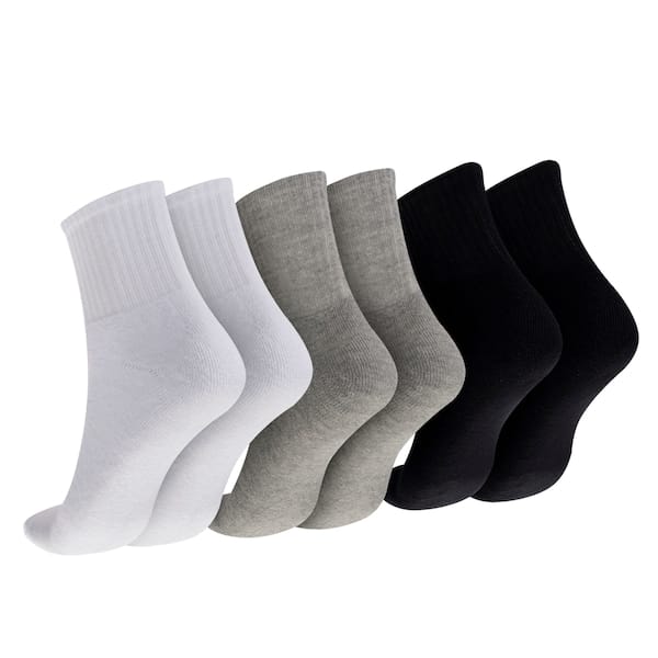 Vista 2 Kit de Meias Cano Médio Oxer com 3 Pares Atoalhada Tamanho 34 a 38 Adulto Oxer BRANCO/CINZA