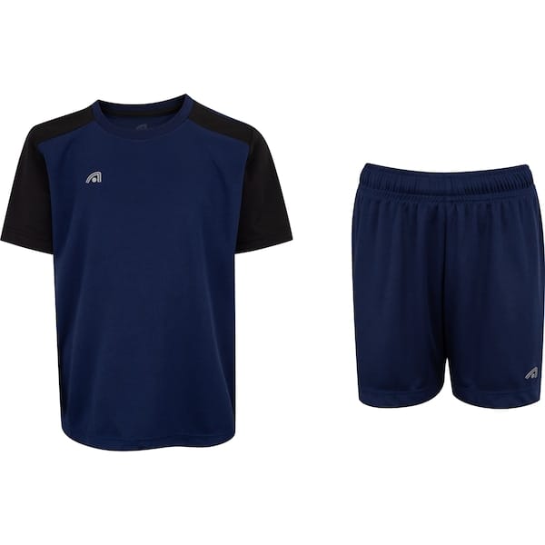 Vista principal Conjunto Infantil Adams Dry Camiseta + Calção Dry Adams AZUL ESC/PRETO