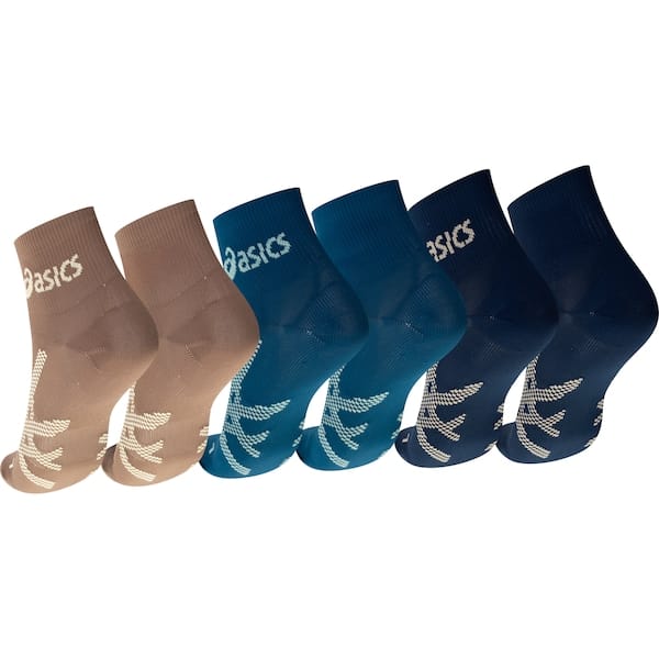 Vista 2 Kit 3 Pares Meias Para Corrida ASICS Cano Baixo Quarter Tamanho 34-38 Adulto ASICS MARROM/VERDE ESC