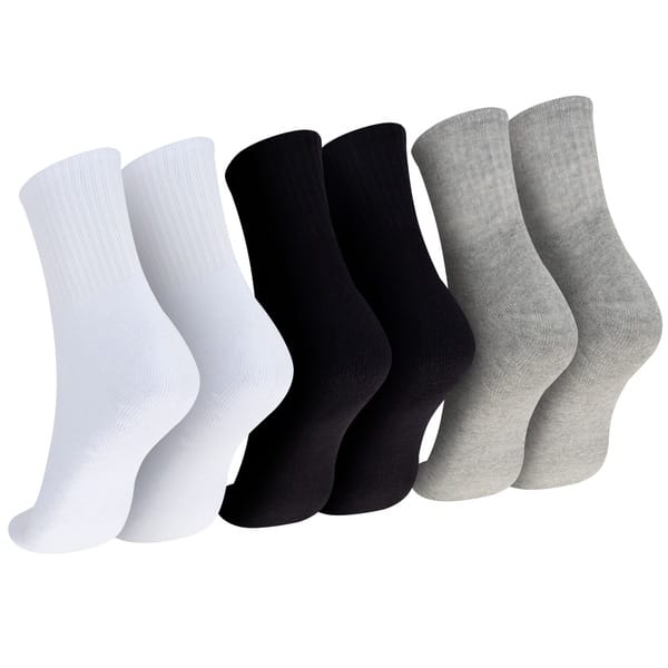 Vista 2 Kit de Meias Cano Médio Oxer com 3 Pares Atoalhada Tamanho 39 a 44 Adulto Oxer BRANCO/CINZA