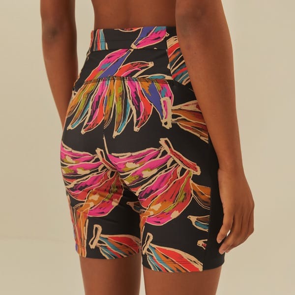 Vista 2 Bermuda Feminina Farm Biker Banana Artsy FARM PRETO/ROSA