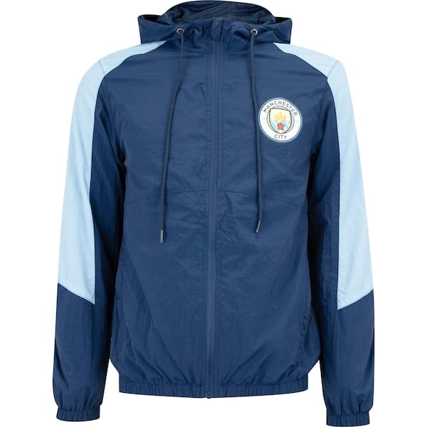 Vista principal Jaqueta Corta-Vento do Manchester City Balboa Masculina com Capuz Balboa AZUL ESCURO