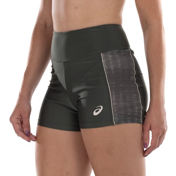 Vista principal Bermuda Feminina ASICS Shibori Recortes ASICS VERDE