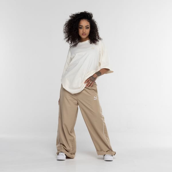 Vista principal Calça Puma T7 Relaxed Trackpant Puma BEGE