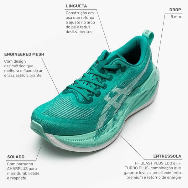 Vista 2 Tênis ASICS Superblast 2 Unissex ASICS VERDE/AZUL CLA