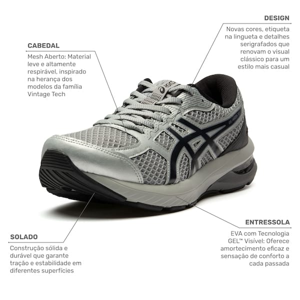 Vista 2 Tênis ASICS Gel-Nagoya ST Masculino ASICS CINZA CLA/PRETO