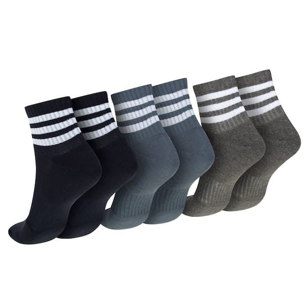 Vista 2 Kit de Meias adidas Cano édio 3 Listras Adulto 3 Pares Adidas PRETO/CINZA