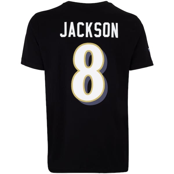 Vista 2 Camiseta do Baltimore Ravens NFL Masculina Player Jackson NF017 NFL PRETO