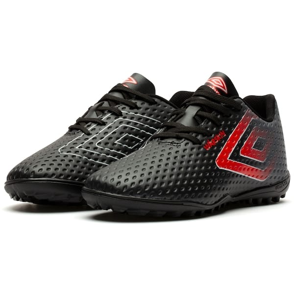 Vista 2 Chuteira Society Umbro Warskin Júnior Refactor PRETO/VERMELHO