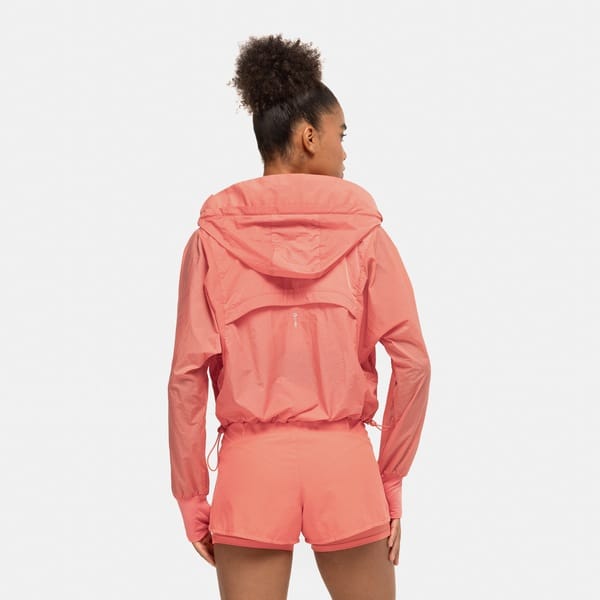 Vista 2 Jaqueta Feminina Corta-Vento Light Aba Removível Abertura para Dedo Oxer CORAL