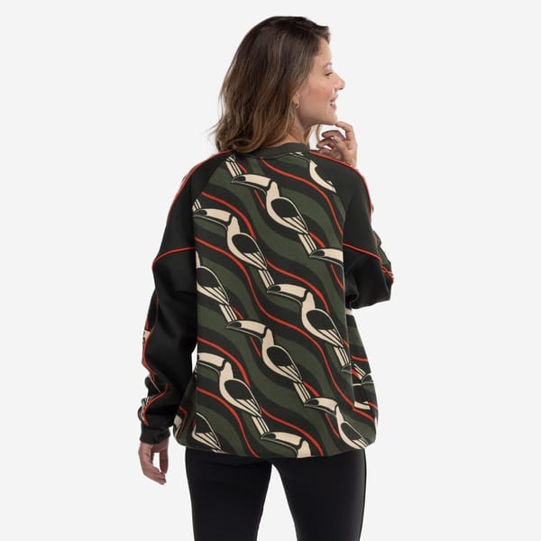 Vista 2 Blusa de Moletom Farm Tucano Gráfico Feminina FARM VERDE ESC/LARANJA