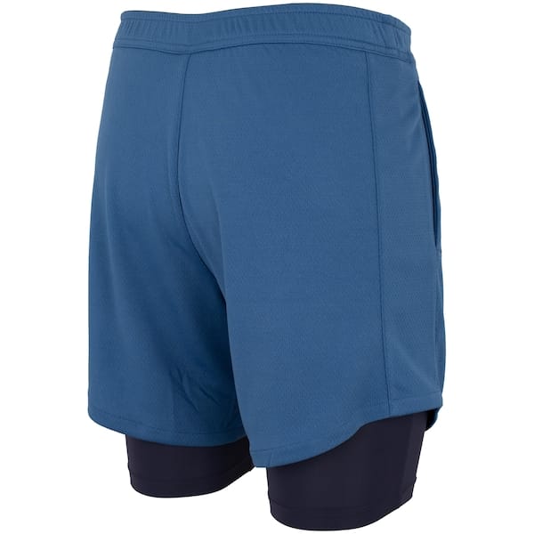 Vista 2 Bermuda Masculina ASICS Malha 2 em 1 Elástico Logo ASICS AZUL/AZUL ESC