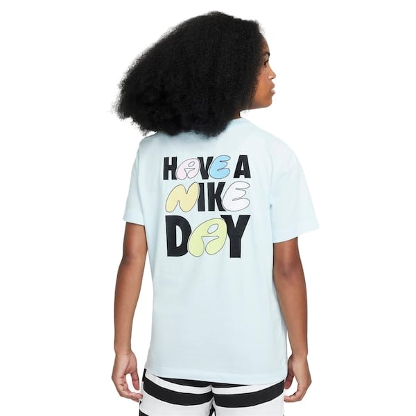 Vista 2 Camiseta Infantil Nike Manga Curta Sportswear Swooshy Nike AZUL CLARO