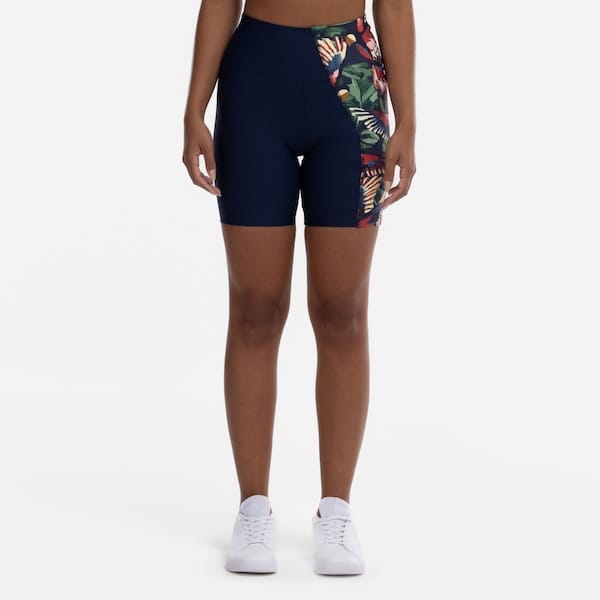 Vista 2 Bermuda Biker Feminina Farm Voo ássaros Cós Médio Média Compressão FARM AZUL ESC/ROSA