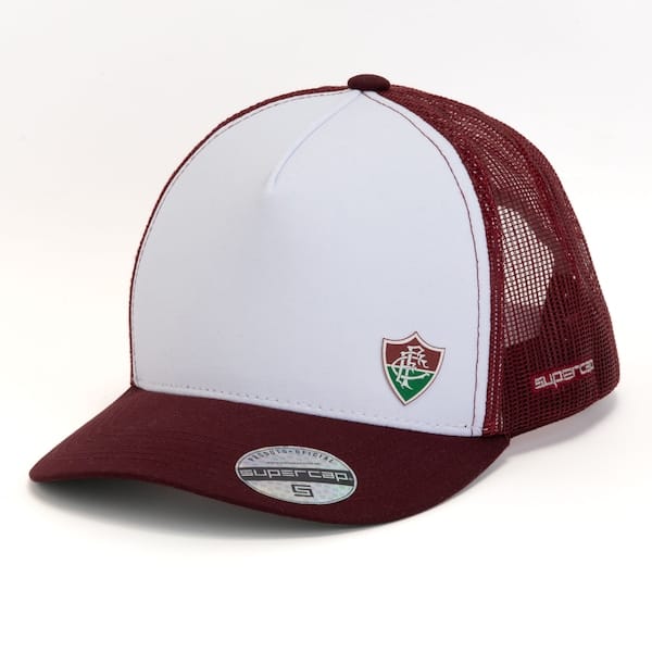 Vista principal Boné do Fluminense Aba Curva Supercap Trucker Snapback Adulto Super Cap VINHO/BRANCO