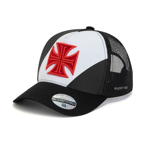 Boné do Vasco da Gama Aba Curva Supercap Trucker Strapback Faixa e Cruz de Malta Adulto