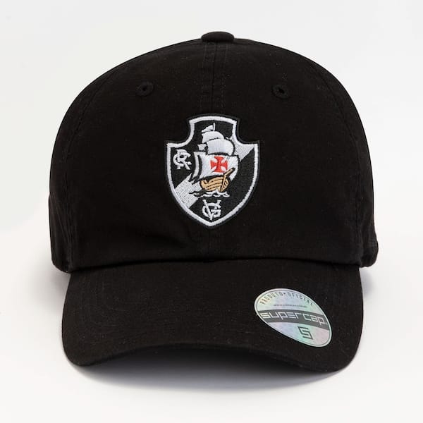 Vista 2 Boné do Vasco da Gama Aba Curva Supercap Strapback Tinturado com Bordado Adulto Super Cap PRETO