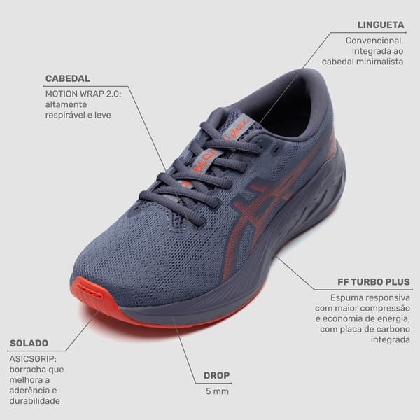 Vista 2 Tênis Infantil ASICS Novablast 5 GS ASICS ROXO/LARANJA