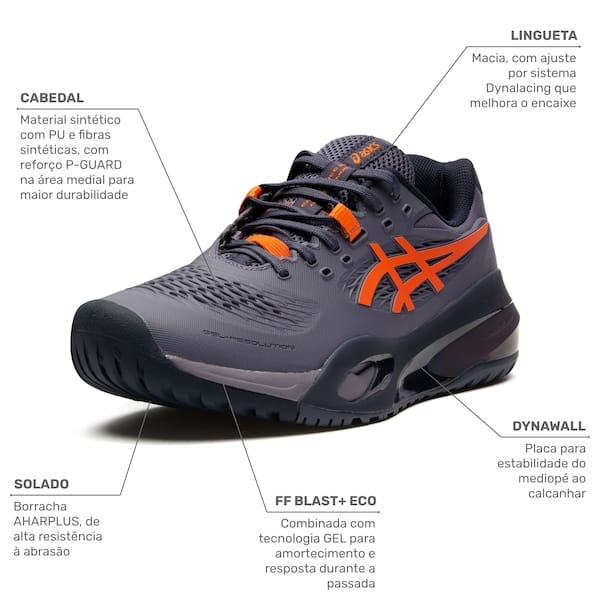 Vista 2 Tênis ASICS Gel-Resolution X Masculino ASICS ROXO/LARANJA