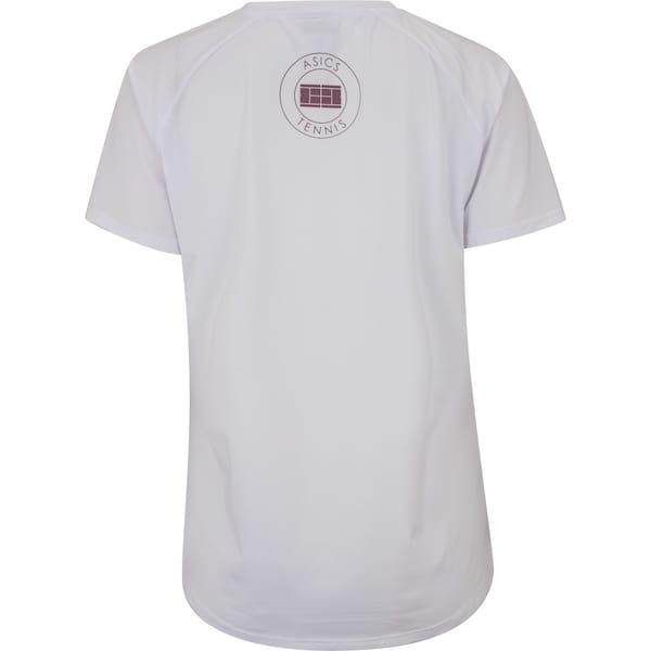Vista 2 Camiseta Feminina ASICS Manga Curta Emblema Racket UV 50 Antiodor ASICS BRANCO