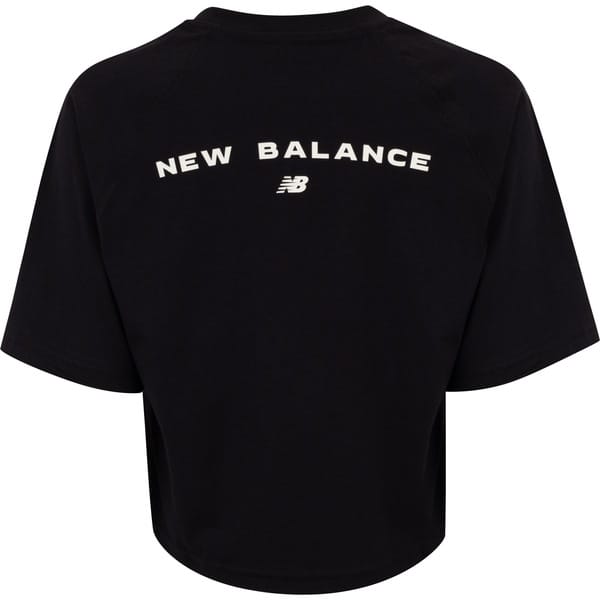 Vista 2 Blusa Cropped Feminina New Balance Manga Curta 95 Graphic New Balance PRETO
