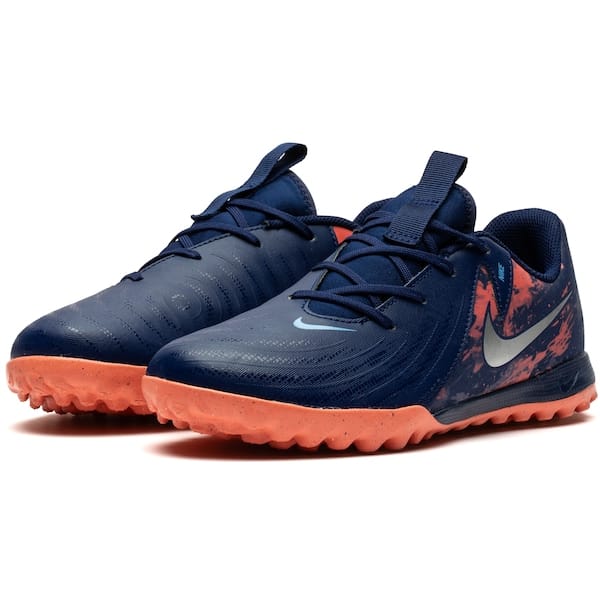 Vista 2 Chuteira Society Nike Phantom GX II Academy Erling Haaland Force9 Júnior Nike AZUL ESC/LARANJA