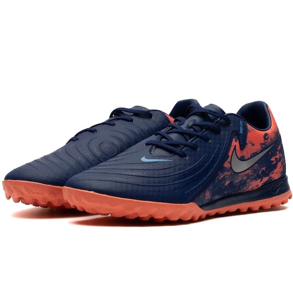 Vista 2 Chuteira Society Nike Phantom GX II Academy Erling Haaland Force9 Adulto Nike AZUL ESC/LARANJA