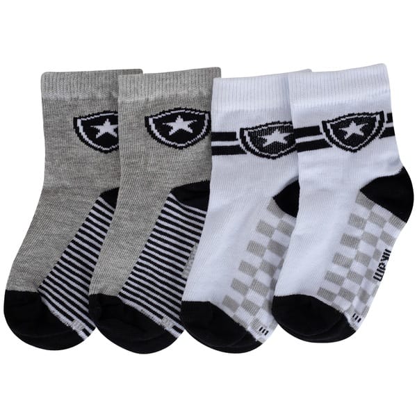 Vista 2 Kit de Meias do Botafogo Rikam Soquete Tamanho 21 ao 24 Rikam BRANCO/CINZA CLARO