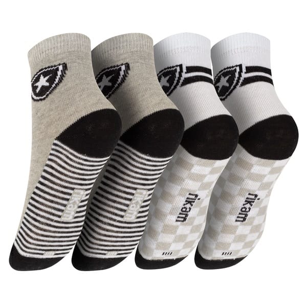 Vista 2 Kit de Meias do Botafogo Rikam Soquete Tamanho 25 ao 28 Rikam BRANCO/CINZA CLARO