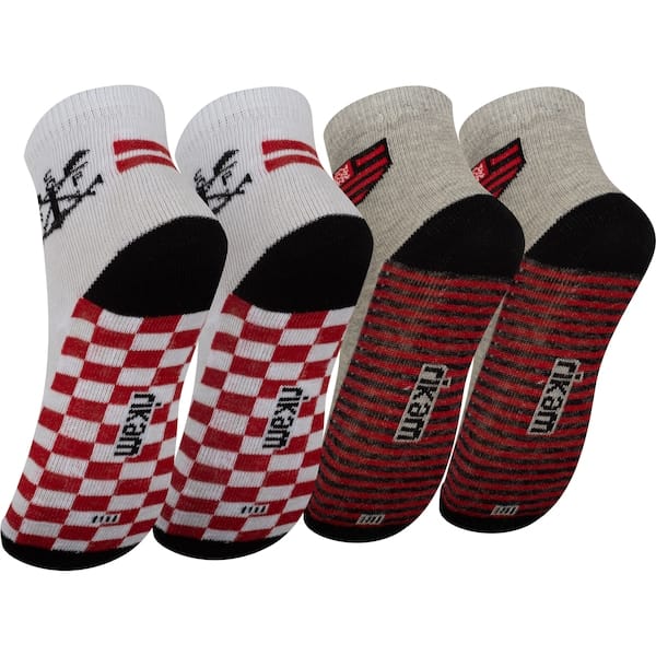 Vista 2 Kit de Meias do Flamengo Rikam Soquete Tamanho 25 ao 28 Rikam BRANCO/CINZA CLARO