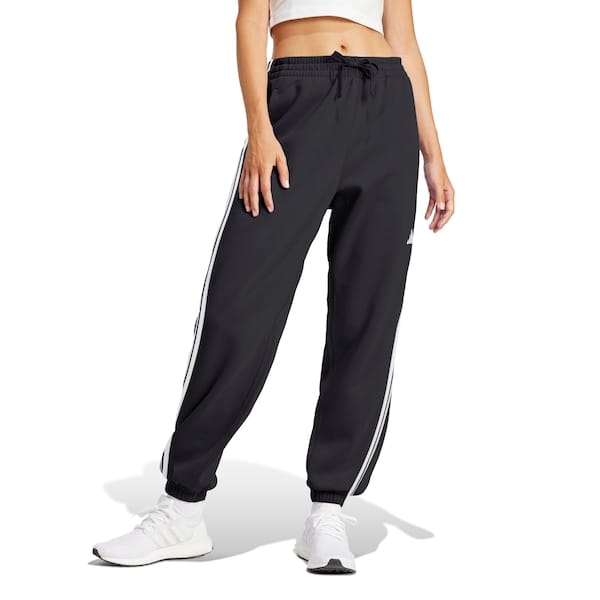 Vista principal Calça Feminina adidas Essentials French Terry Cuffed 3 listras Adidas BRANCO/PRETO