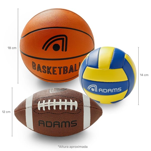 Kit Mini Bolas Esportivas Adams com 3 Unidades - Basquete, Futebol Americano e Vôlei - 2